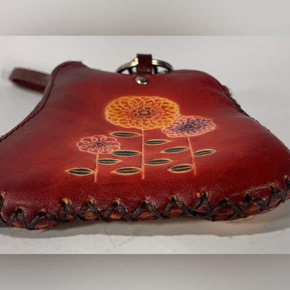 Leather PANDA Stitched Coin Purse with Lining and Zipper Closure - Picture 4 of 6